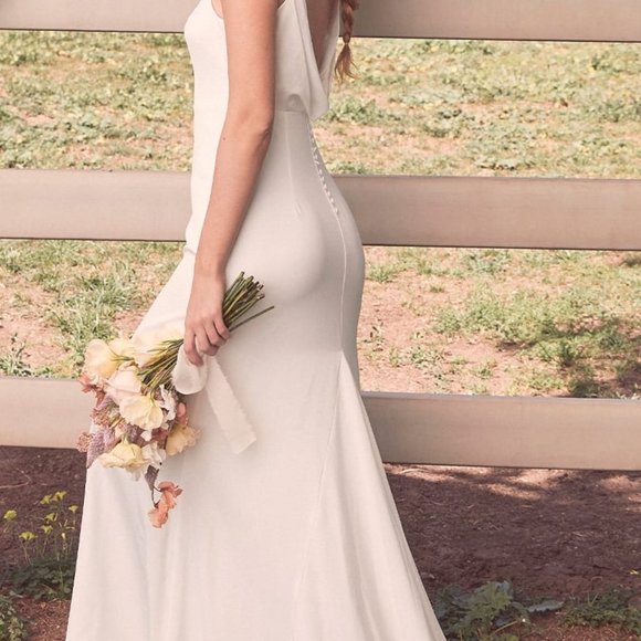 NWT LULU'S Eternal Promise Ivory Satin Cowl Back Sleeveless Wedding Dress - Picture 8 of 9